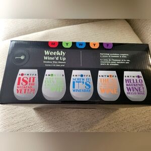 Days of the week stemless wine glass set New in box